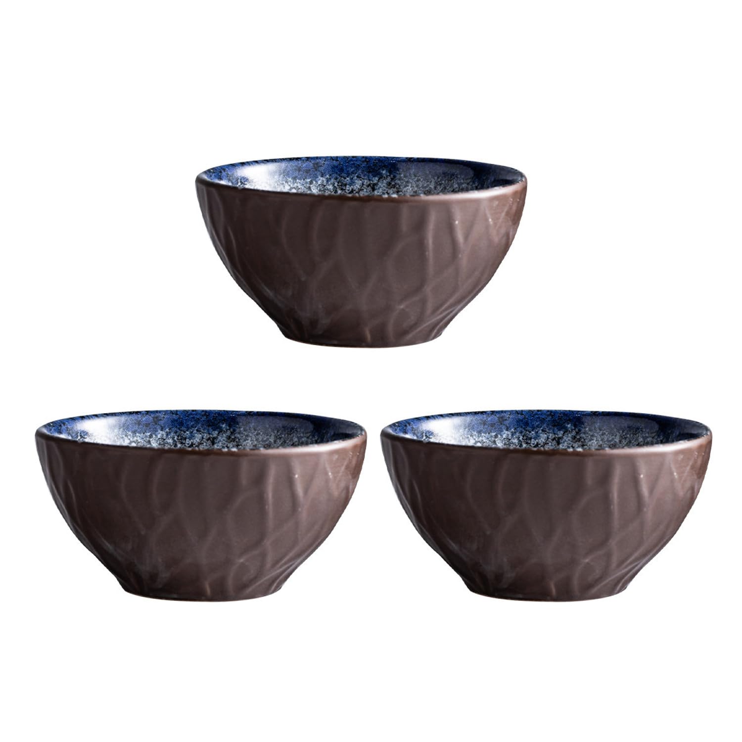 YTSMZX Bowls Set of 3 Ceramic Bowls for Kitchen Deep Bowls for Cereal Salad Fruits Noodle Dishwasher Microwave Safe,290ml,Black