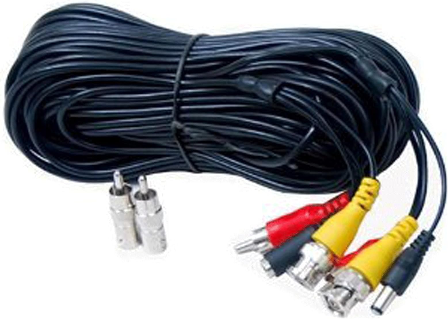 VideoSecu 50ft Audio Video Security Camera BNC Power Cable Pre-Made All-in-One Extension Wire Cord with BNC RCA Connectors for CCTV Surveillance Camera B3V