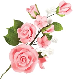 Flores de pasta azúcar para tarta de boda o aniversario, diseño de rosas, color rosa