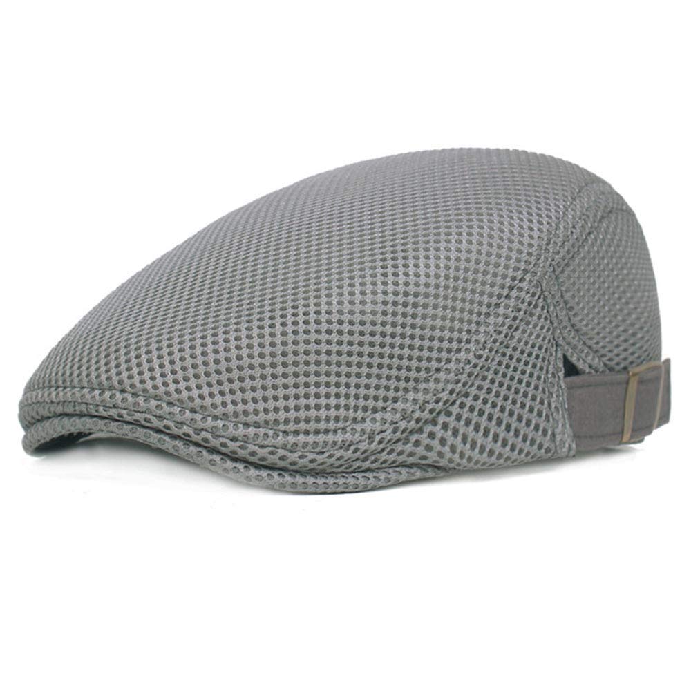 Yanjay Store Men's Light Gray Mesh Summer Newsboy Beret Hat Breathable Ivy Cap Cabbie Flat Hats (Light Gray)