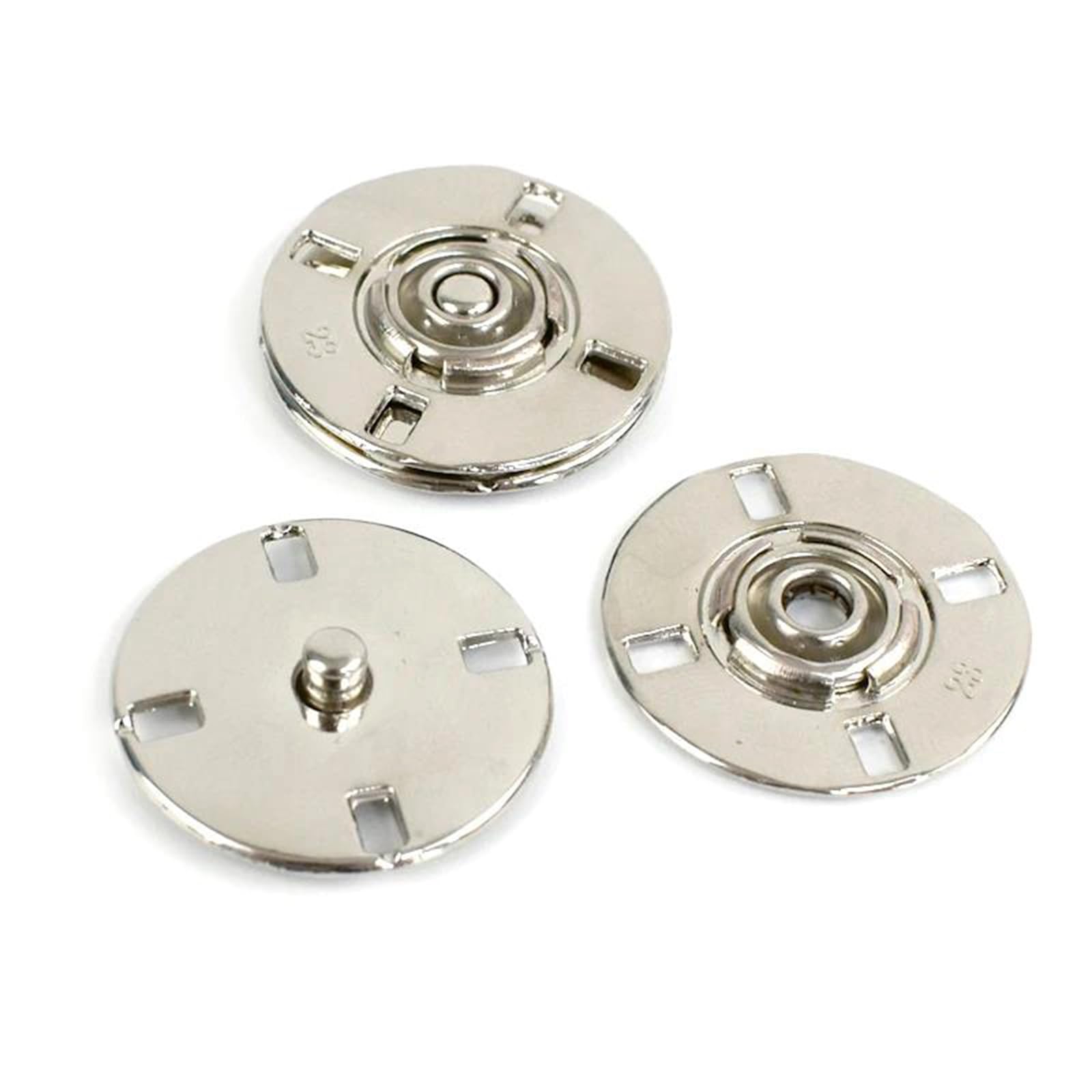 20Sets 10-25mm Invisible Metal Snap Button, Fastener for Female Coat Bag DIY Clothing Snaps Sewing Supplies,Silver,25mm