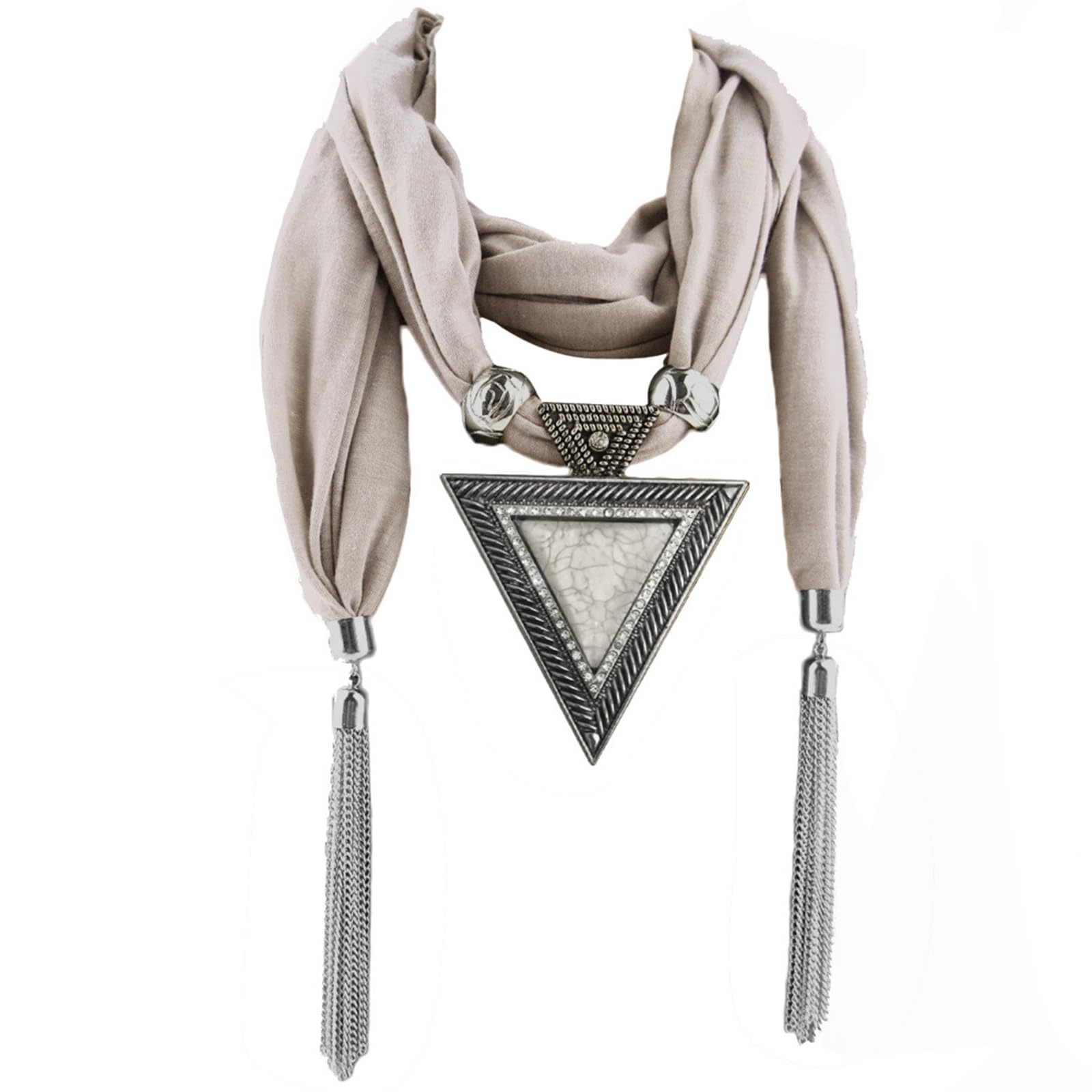 Women Fashion Ethnic Jewelry Water Drop Pendant Scarf Necklace