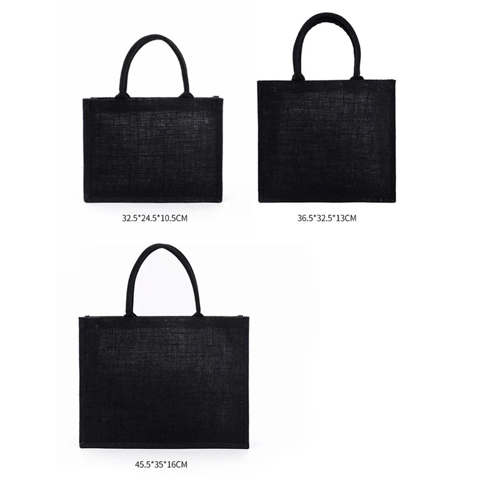 Tote Leinenbeutel Große schwarze Einkaufstasche aus Sackleinen, Einkaufstasche, tragbar, wiederverwendbar, Unisex-Handtasche aus Sackleinen Einkaufstaschen