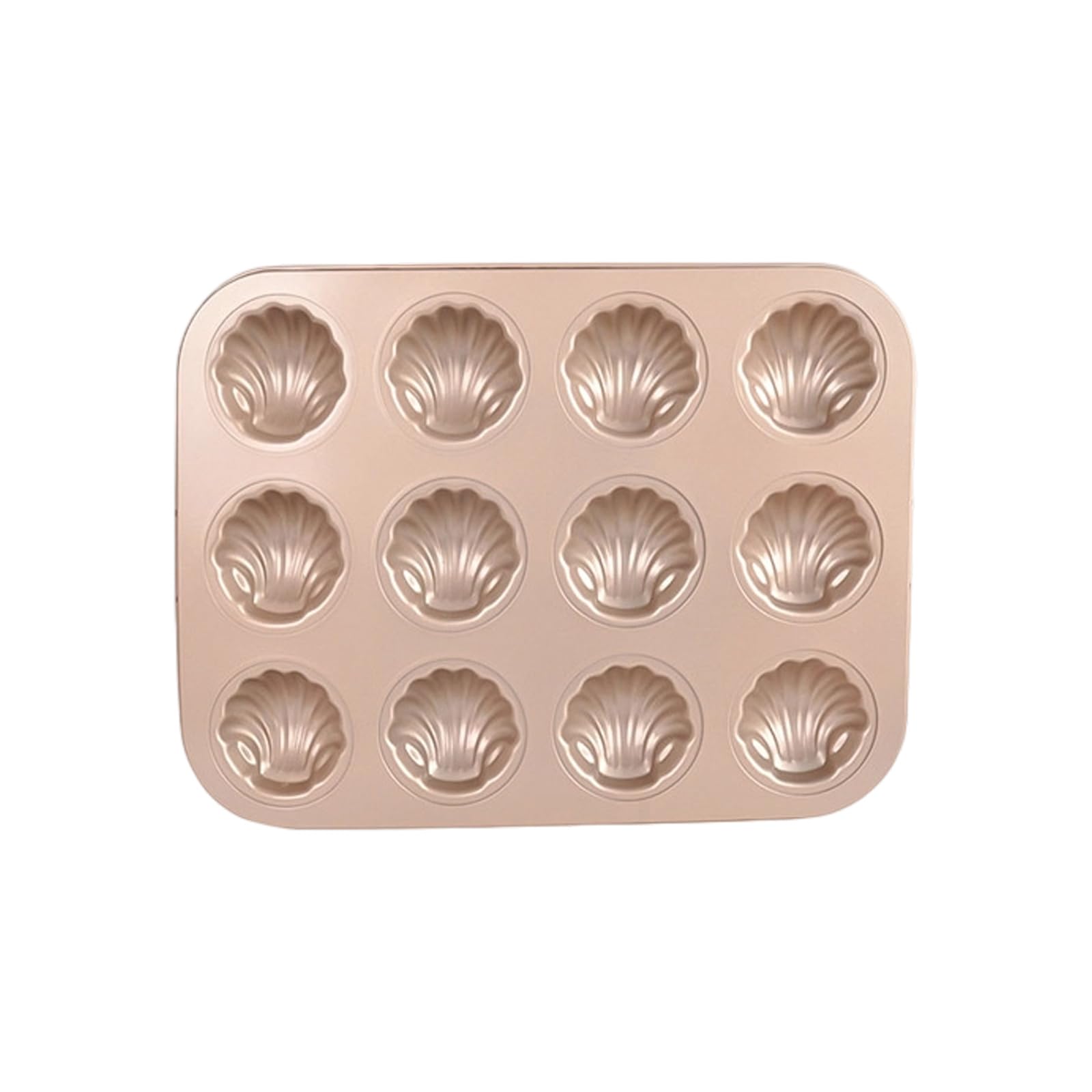 Thewasc 12 Madeline 6/12 Cavity Baking Mold Nonstick Coating Carbon Steel Shell Shape Madeleine Tray Pan Even Heat Distribution Bakeware Cake Baking Pan