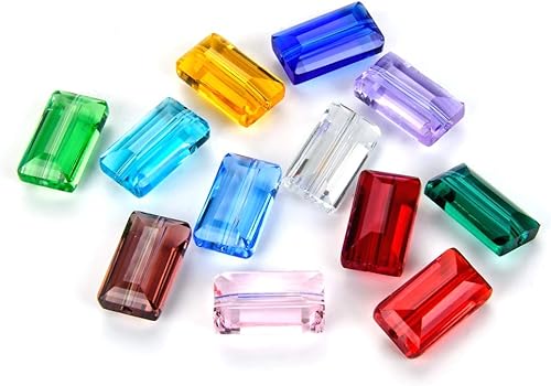 Miniatura 5 de 50 cuentas de cristal rectangulares sueltas facetadas de Adabele austriaco de 0.555 pulgadas, color verde esmeralda, compatibles con cristales de