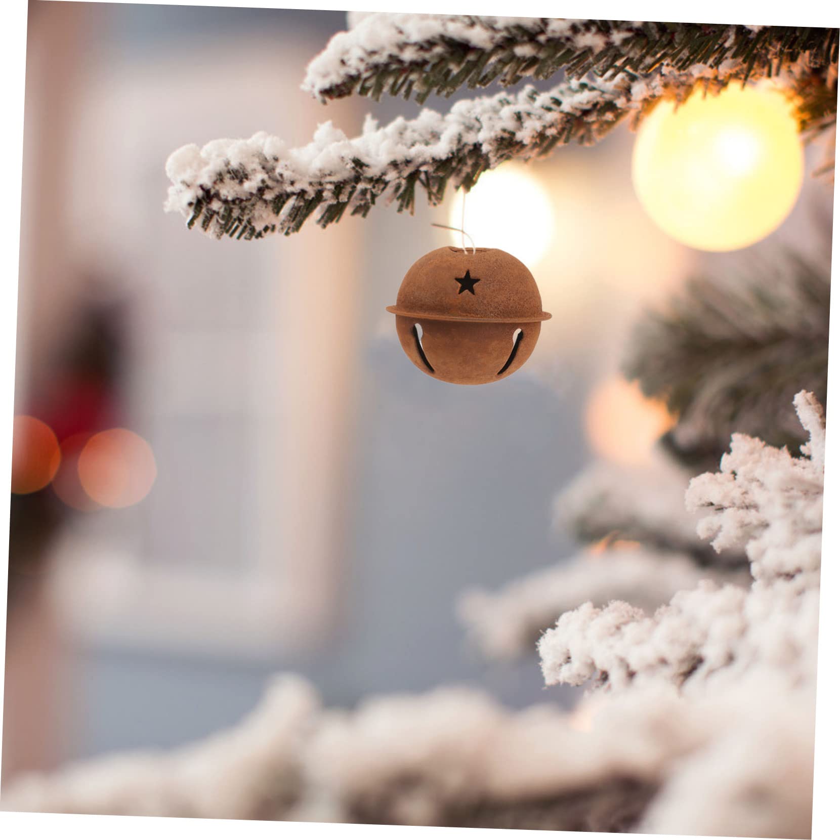 PRETYZOOM 60 Piezas Campana De Metal Oxidado Campanas Rústicas Navideñas Óxido Cascabel Navideño con Recortes De Estrellas. Colgante De Temporada Favor De Fiesta Navideña Decoración Navideña