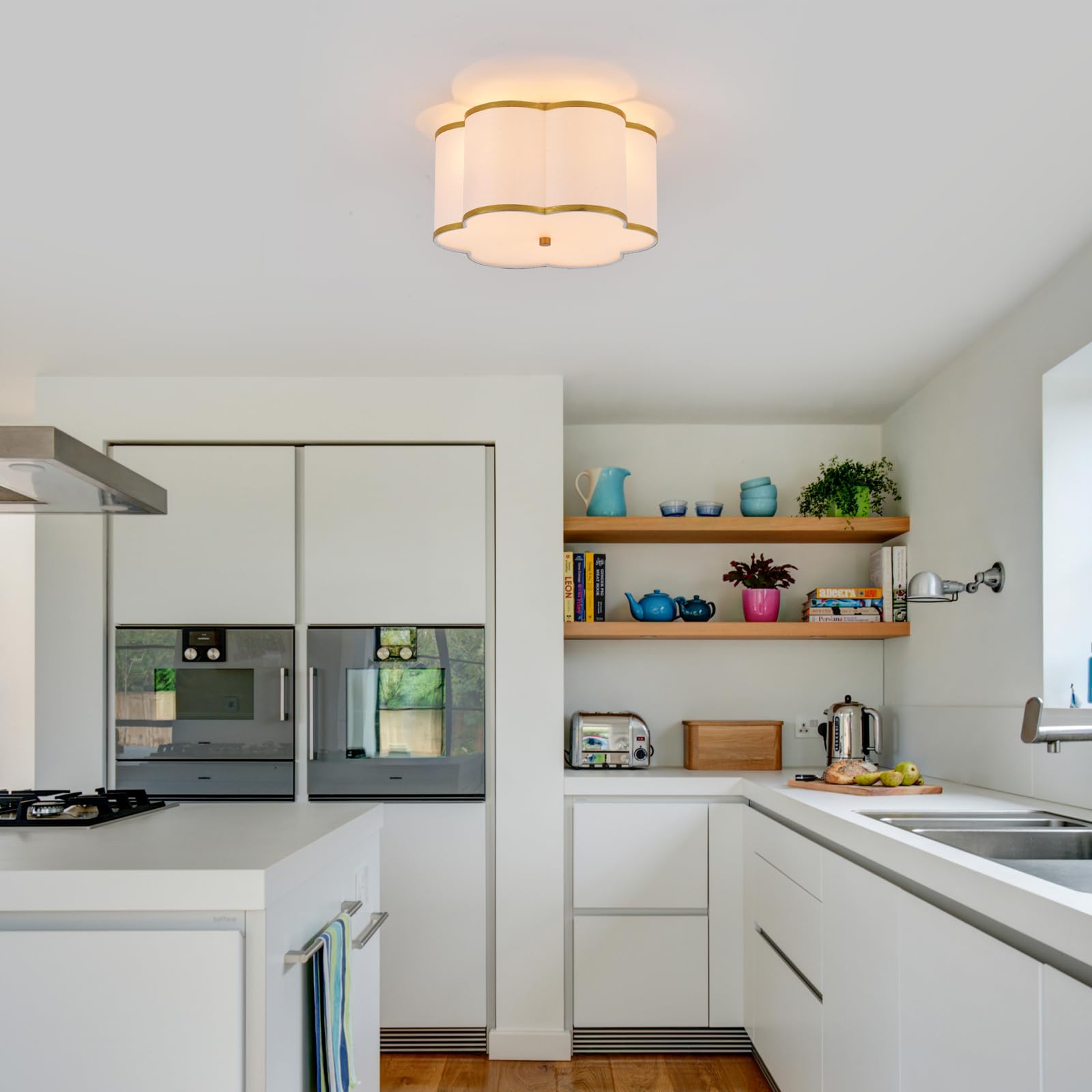 flower Sサイズ ELYCCUPA Semi-Flush Mount Ceiling Light with Off-White