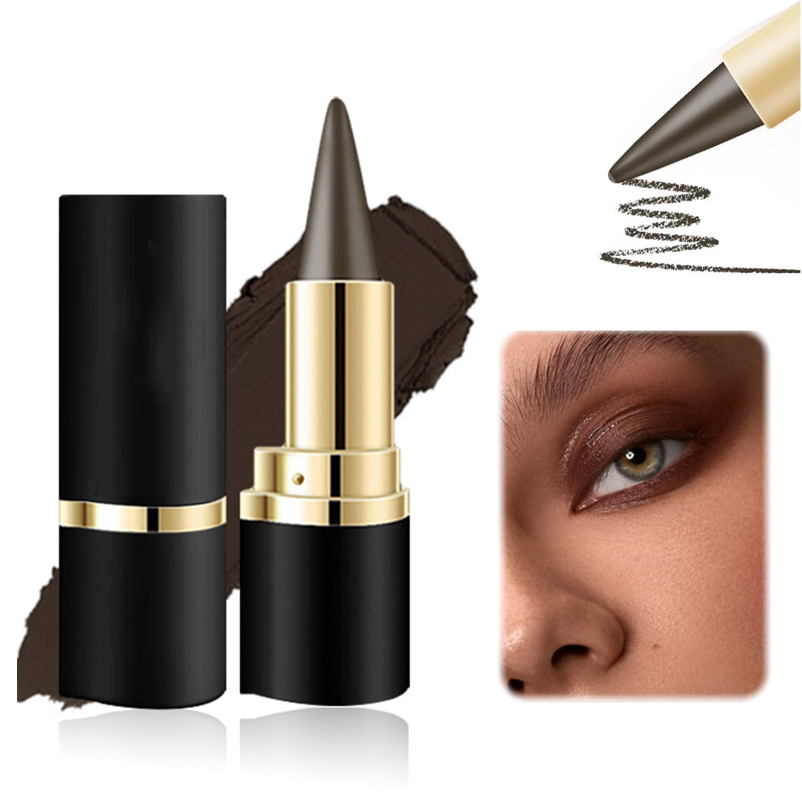 Wonjean 2 Piezas Delineador Ojos, Delineador de Ojos Mate de Secado Rápido Delineador de Ojos Waterproof Sensitive Fine Liner a Prueba Eyeliner Marrón de Larga Duración Lapiz Ojos Marron(Marrón)