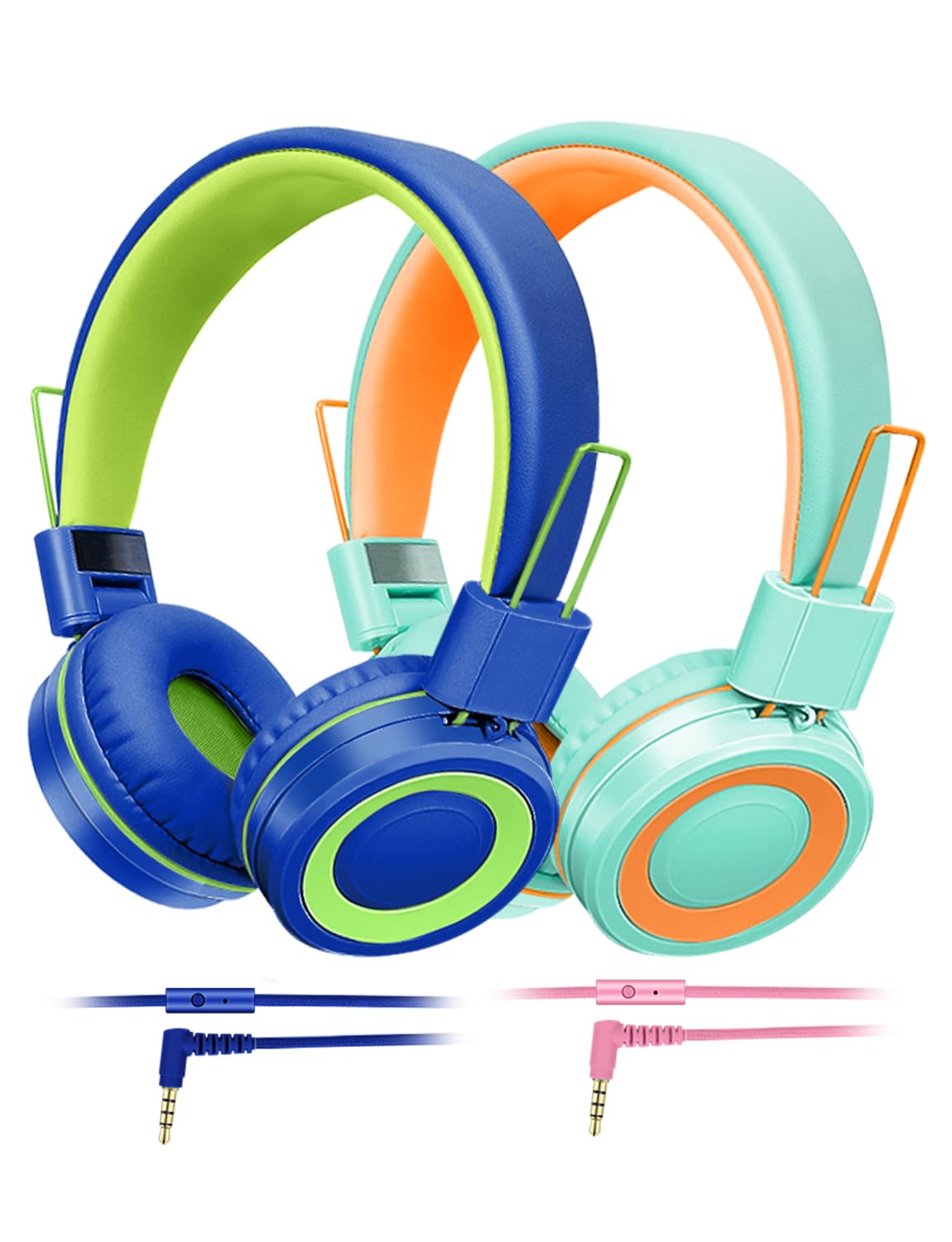 CN-Outlet Classroom Headphones with Microphone 2 Pack for Kids, 3.5mm Wried Headset for School Students Boys Girls Toddler Children Teens Adults