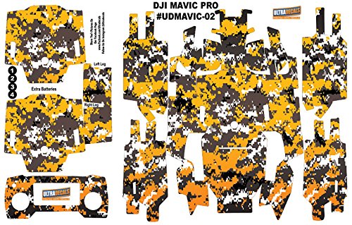 Yellow Camouflage DJI Mavic Pro Skin Wrap Decal Sticker Battery Body