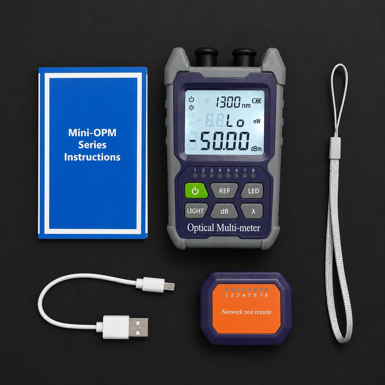 4-in-1 Optical Power Meter with 5KM VFL, RJ45 Network Tester, LED Flashlight, Backlit LCD, USB Rechargeable Lithium Battery – Range -50~+26dBm – FTTH, Telecom, CATV, Data Center-picture-50