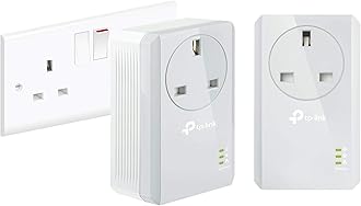 TP-Link TL-PA4010PKIT Passthrough Powerline Adapter Starter Kit, No Configuration Required, UK Plug, Pack of 2 (Renewed)