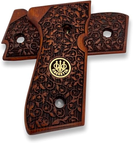 Miniatura 5 de Puños de madera para Beretta 92FS, 92, 92F, 92A1, 92FS INOX, 92G, 92D, 96, 96D, 96A1, M9, M9A1 Cachas para 0.354 in Beretta 92FS