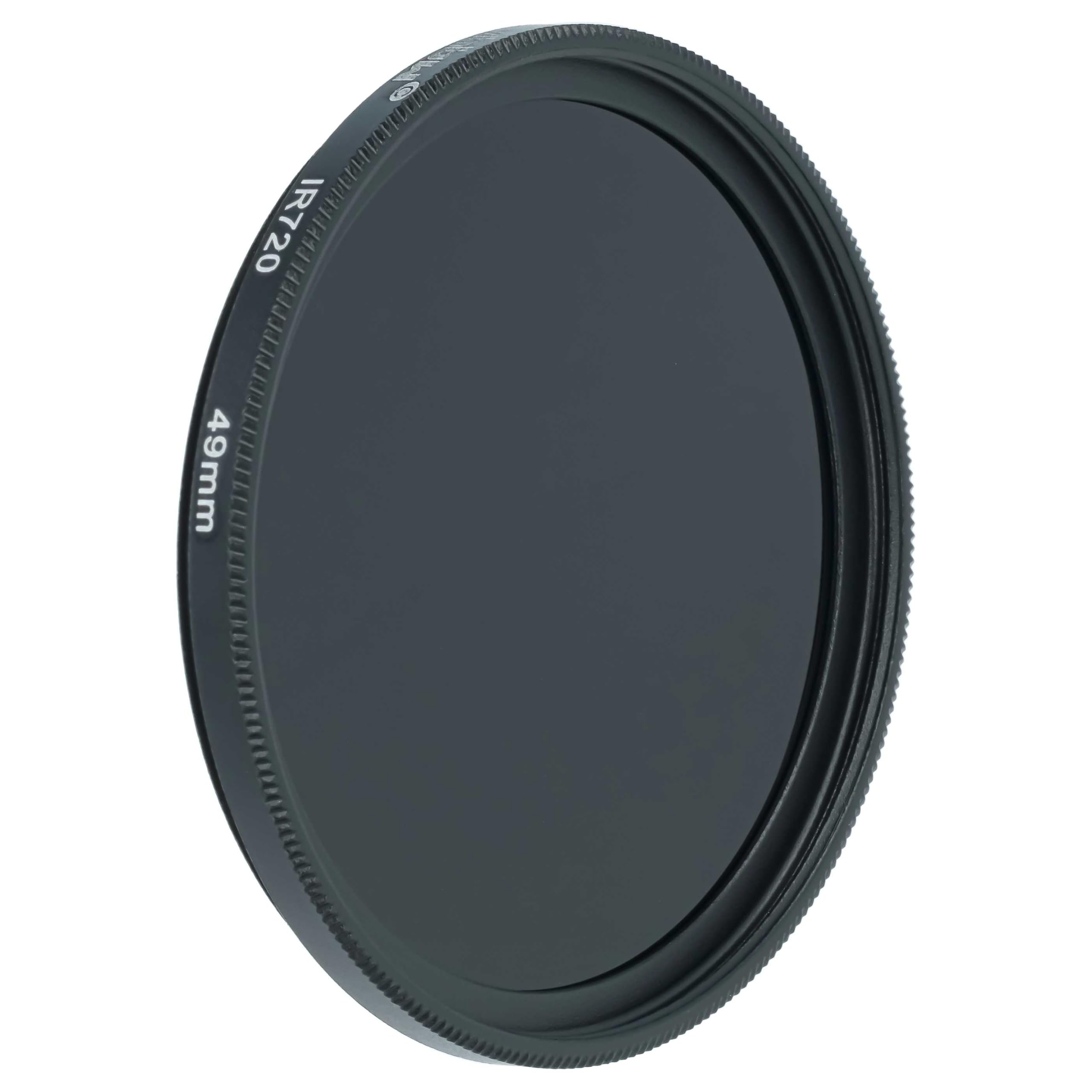 vhbw Universal Infrarot Filter 720nm für Kamera Objektiv - Zirkularer IR-Filter, 49mm, Schwarz