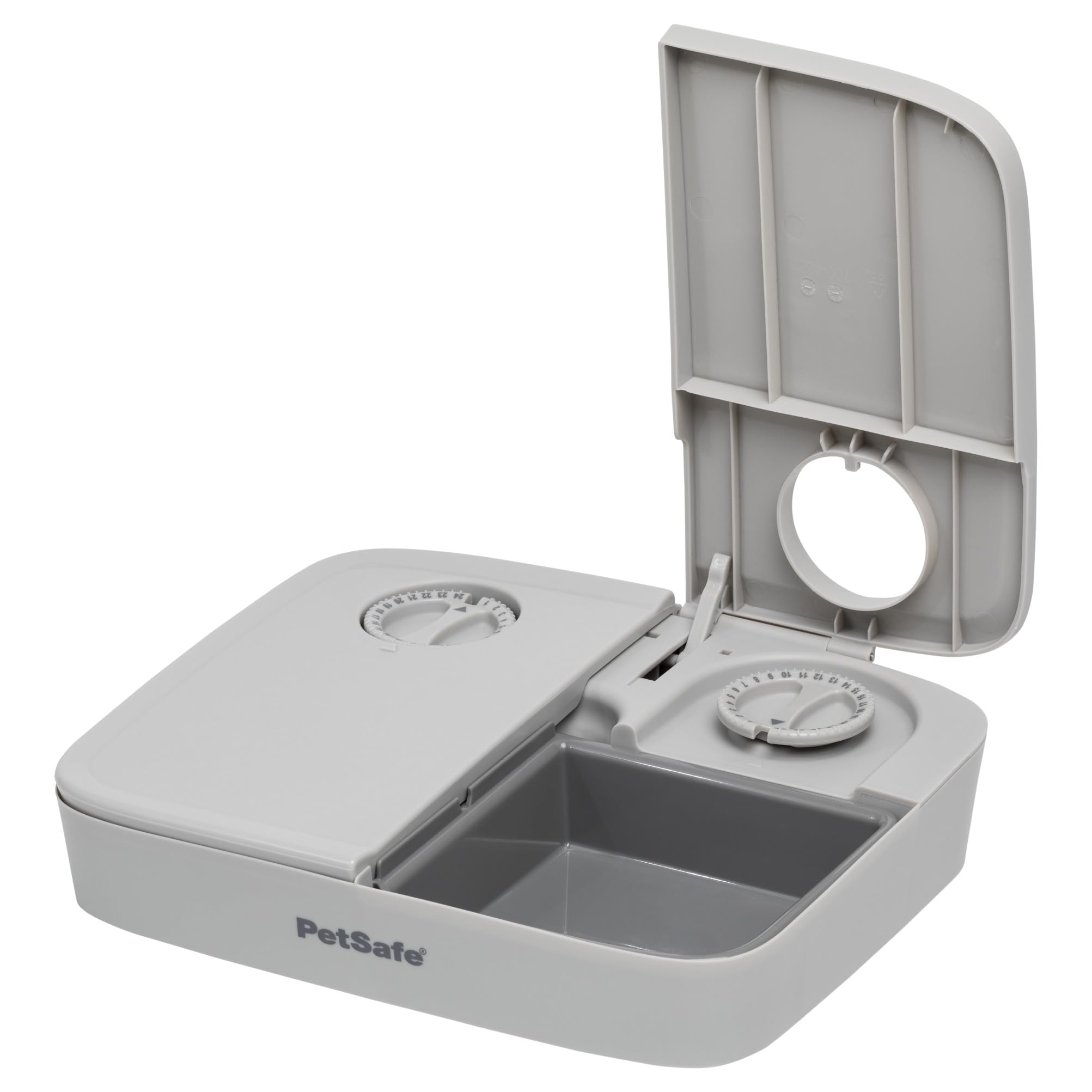 2 Meal Automatic Feeder, Built-in Timers, BPA Free Food Bowl, Suitable for Dry Food,Grey