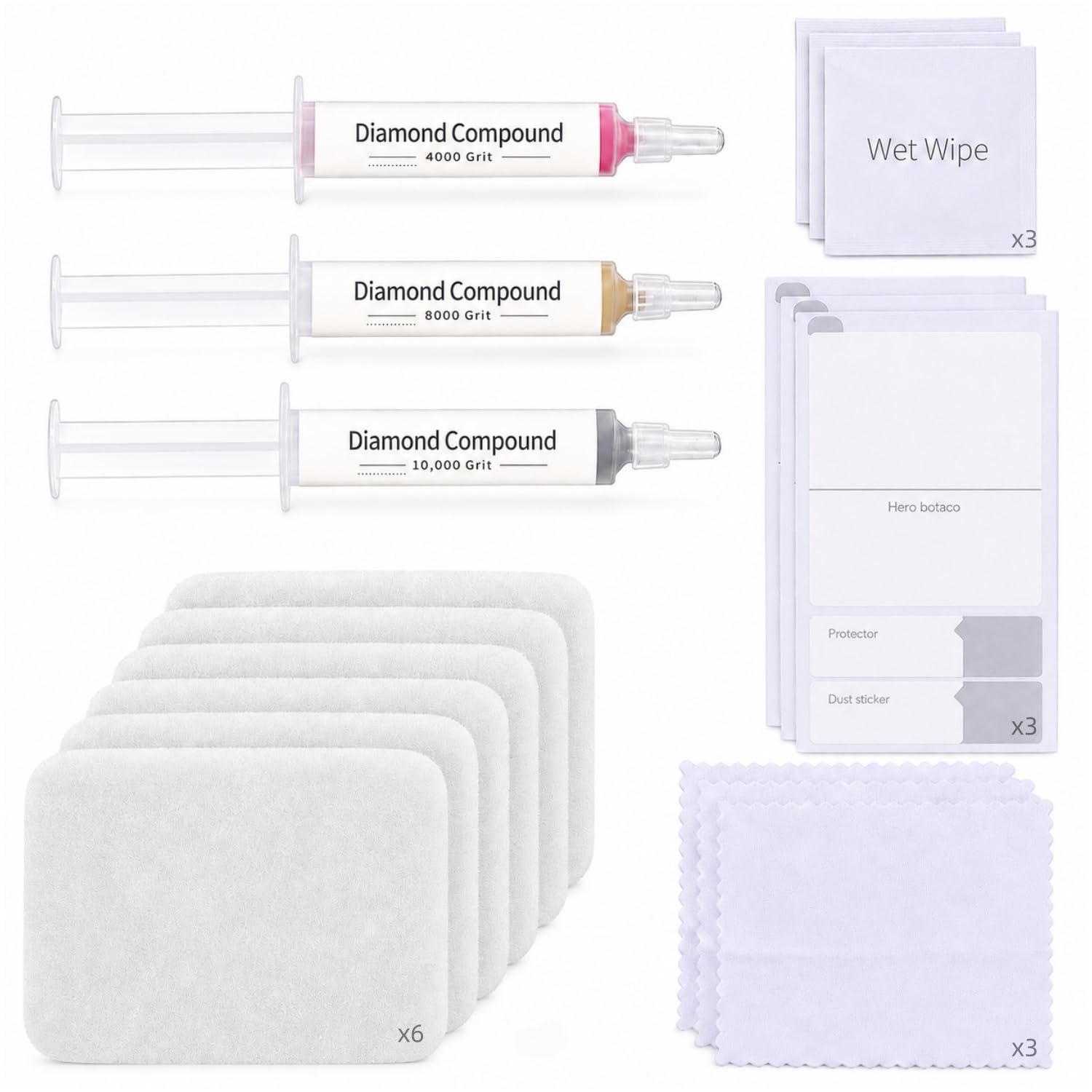 Photo 1 of Scratch Remover Kit for Phone Screens, Watches & Tablets - Safe Touch-Friendly Screen Scratch Repair with 3 Diamond Polishing Compounds, 6 Polishing Cloths & 3 Cleaning Wipes
