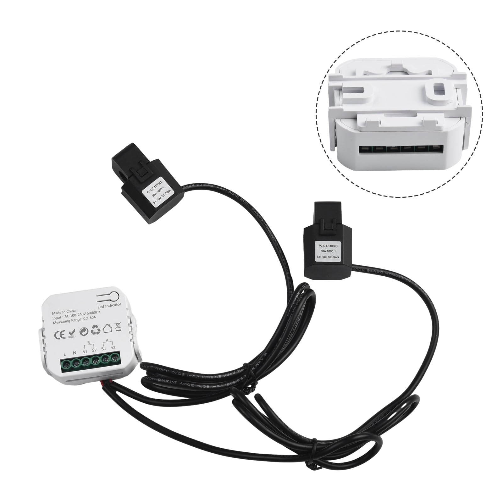 EasyByMall Tuya - Medidor de energía inteligente, monitor de energía bidireccional de 2 canales, medidor de electricidad WiFi con abrazadera CT para gestión de energía en el hogar