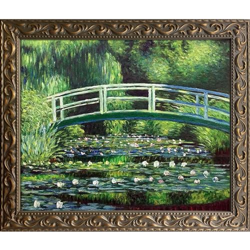 overstockArt Japanese Bridge with Elegant Gold Framed Oil Painting, 25.5