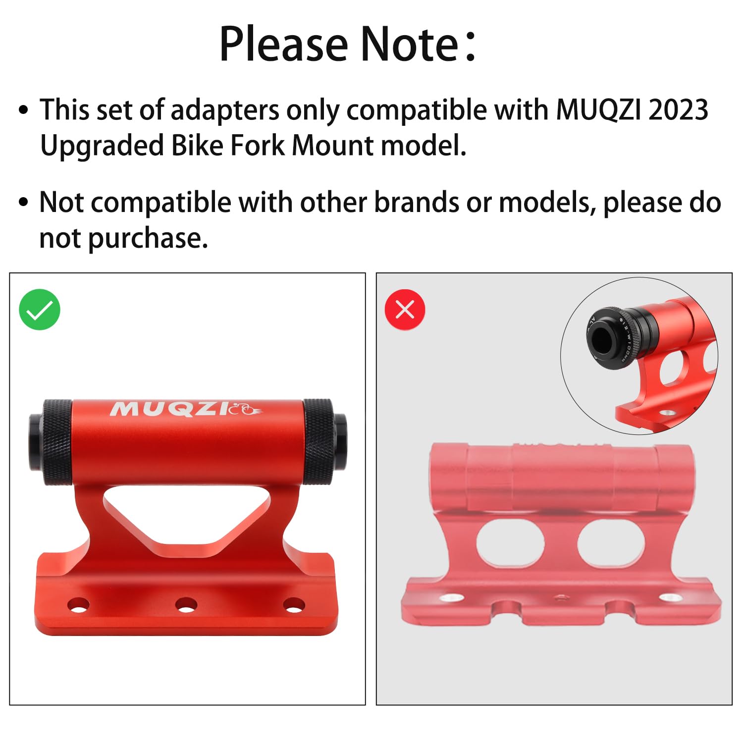 MUQZI Bike Fork Mount Adapters for Upgraded Bicycle Fork Mount, 4 Pairs