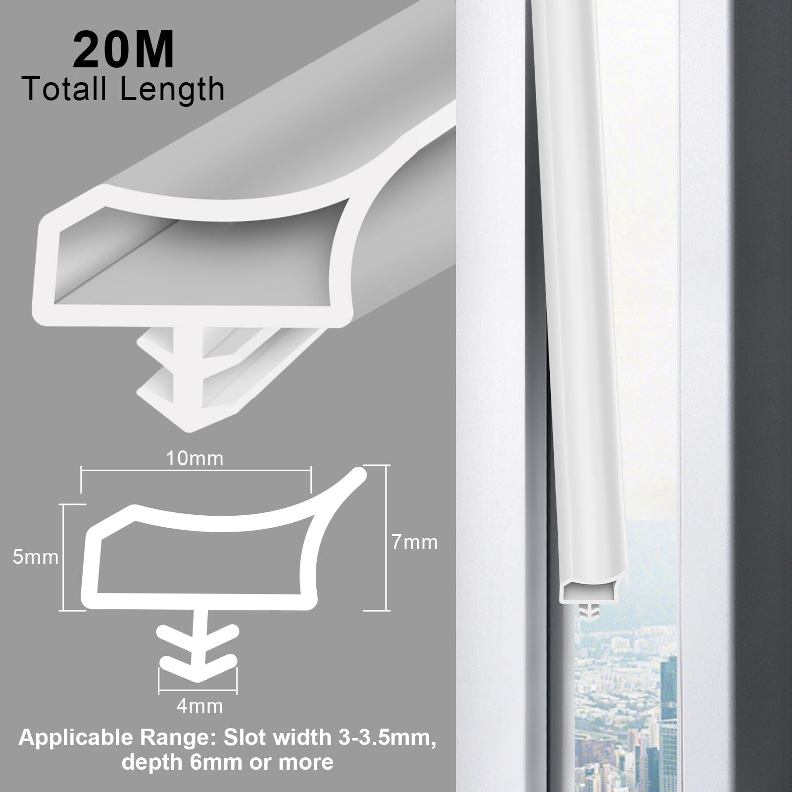 Bohoray 65.6F/t20M Weather Strip Door Seal, Draft Excluder for Doors with Scissor Door Weather Stripping Seal Strip - Image 2