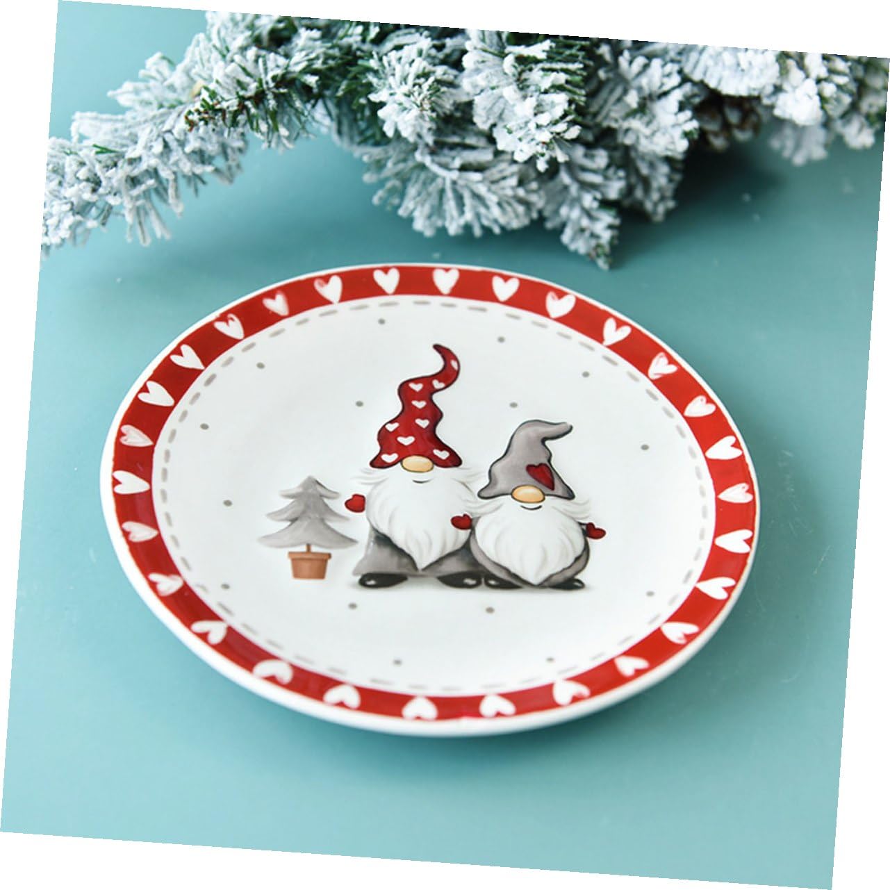 2 Piezas Plato de Porcelana para Aperitivos y Frutas Bandeja Decorativa Navideña Ligera y Versátil para Servir Casa Diseño para Postres y Ensaladas