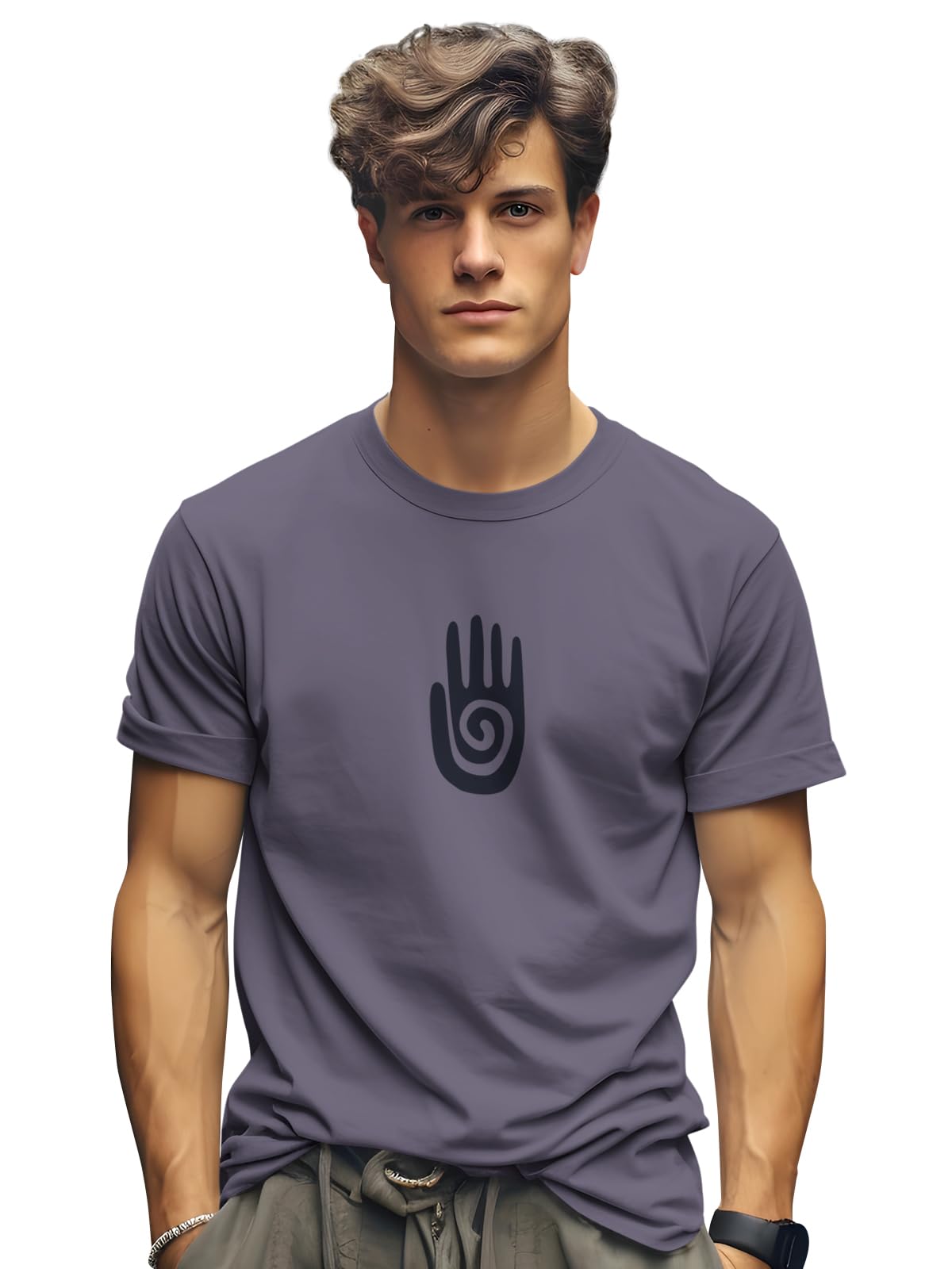 bullmer Trendy Printed Cotton Blend Crew Neck/Round Neck Half Sleeve Tshirt for Men-picture-17