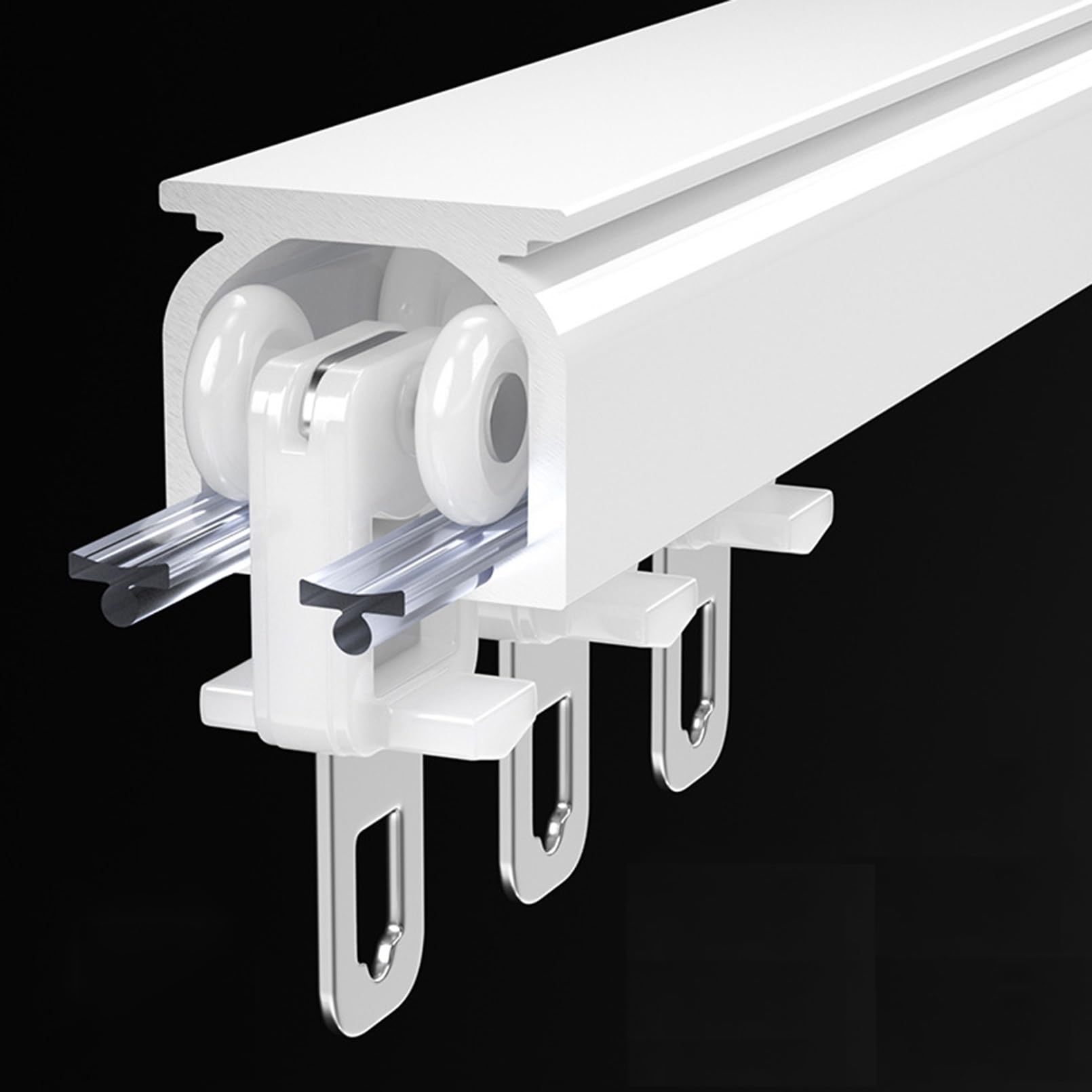 Rail Rideaux Plafond 1 m-6 m, Rail de Rideau Robuste, Montage Au Plafond Ou Au Mur, pour Salon, Chambre à Coucher, Séparateur de Pièce(White-Ceiling,2m(2 * 1m))