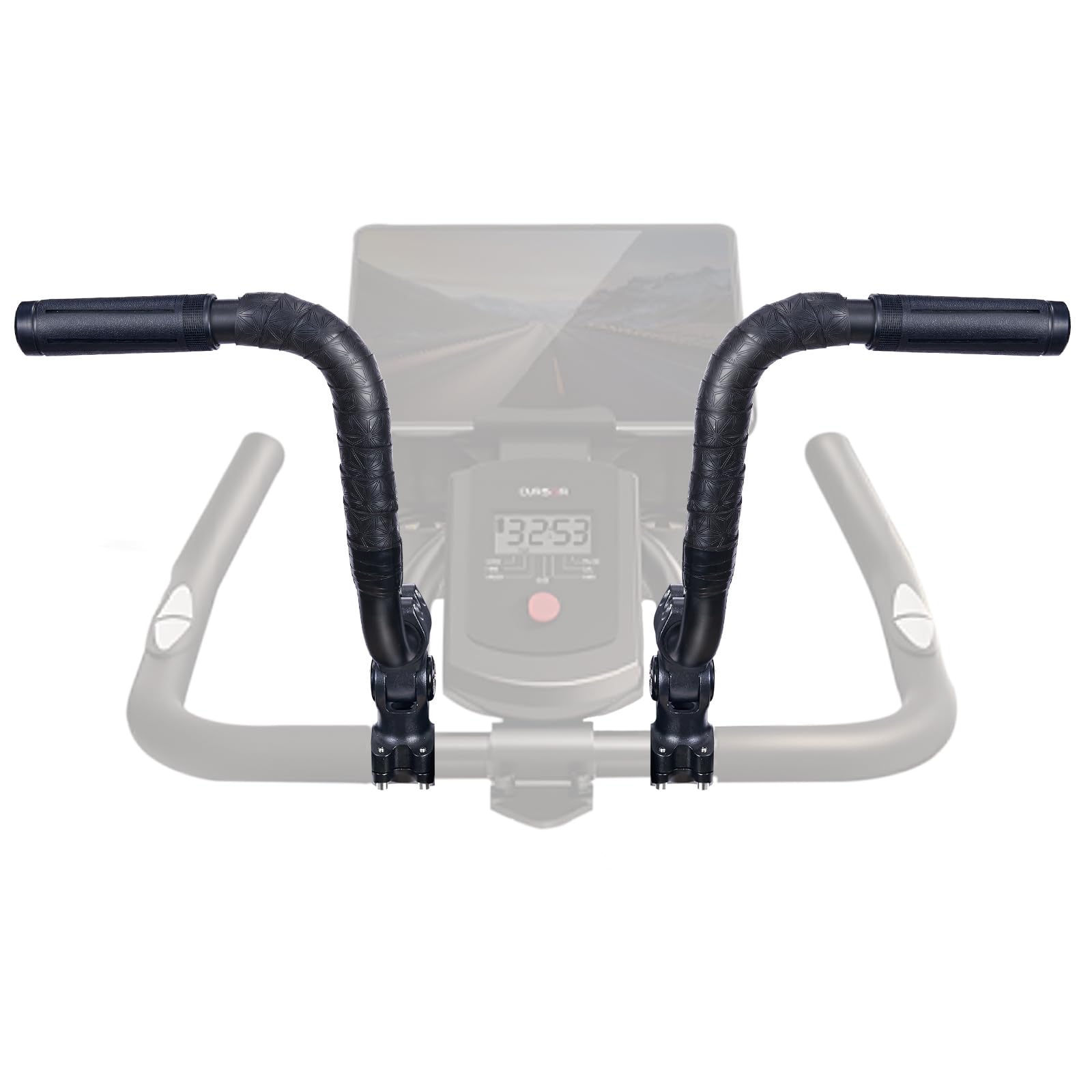 Handlebar Extender for Peloton Indoor Exercise Bikes, 1 Pair of Ultimate Handlebar Extension of Peloton Accessories (Sheep-Horn (with Black Tapes & Grips))