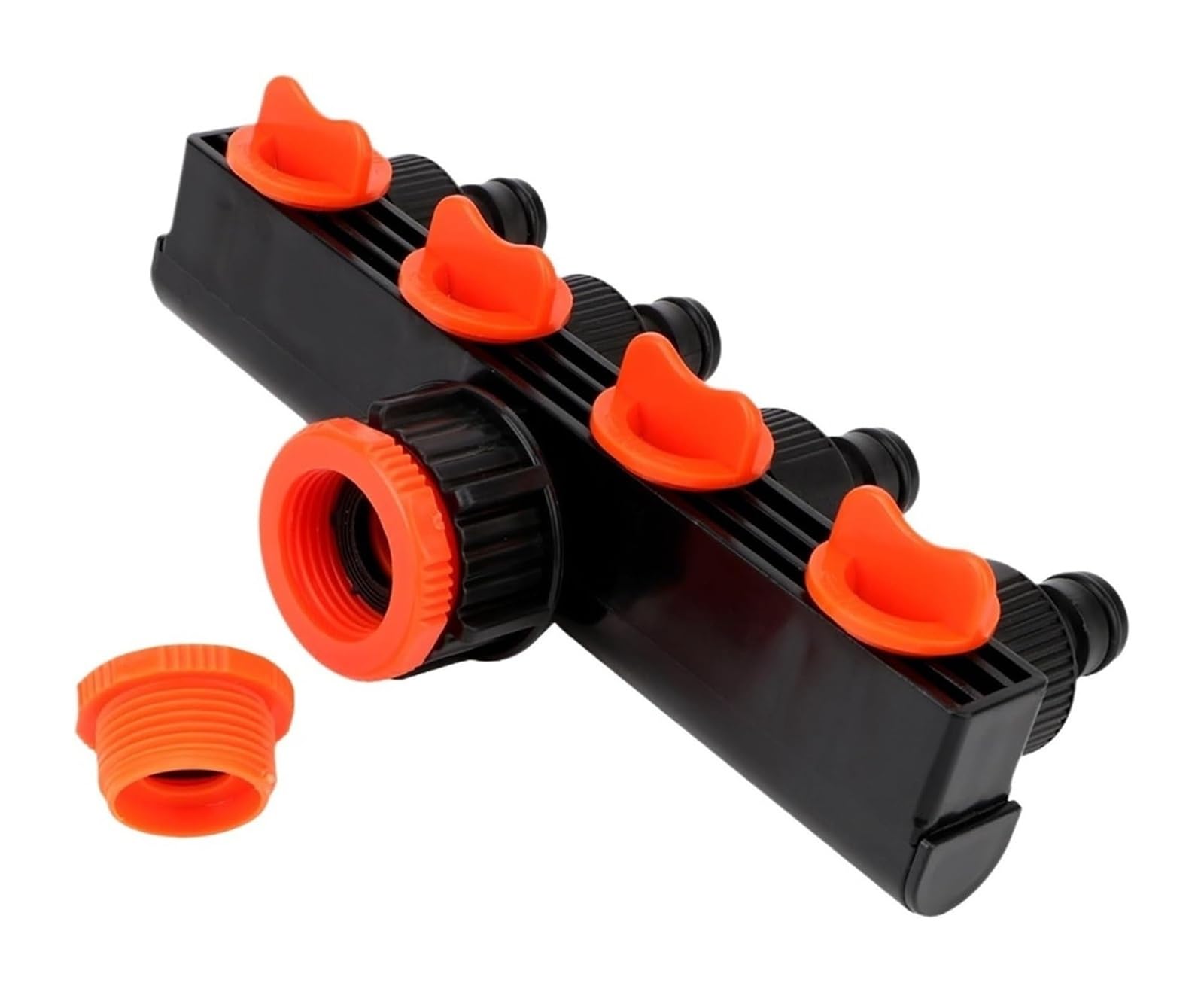 Cbkrgfpdou Black With Orange Plastic 4 Way Garden Hose Splitter