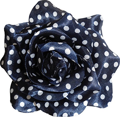 Navy Blue White Polka Dot Rose Hair Clip from Sourpuss Clothing