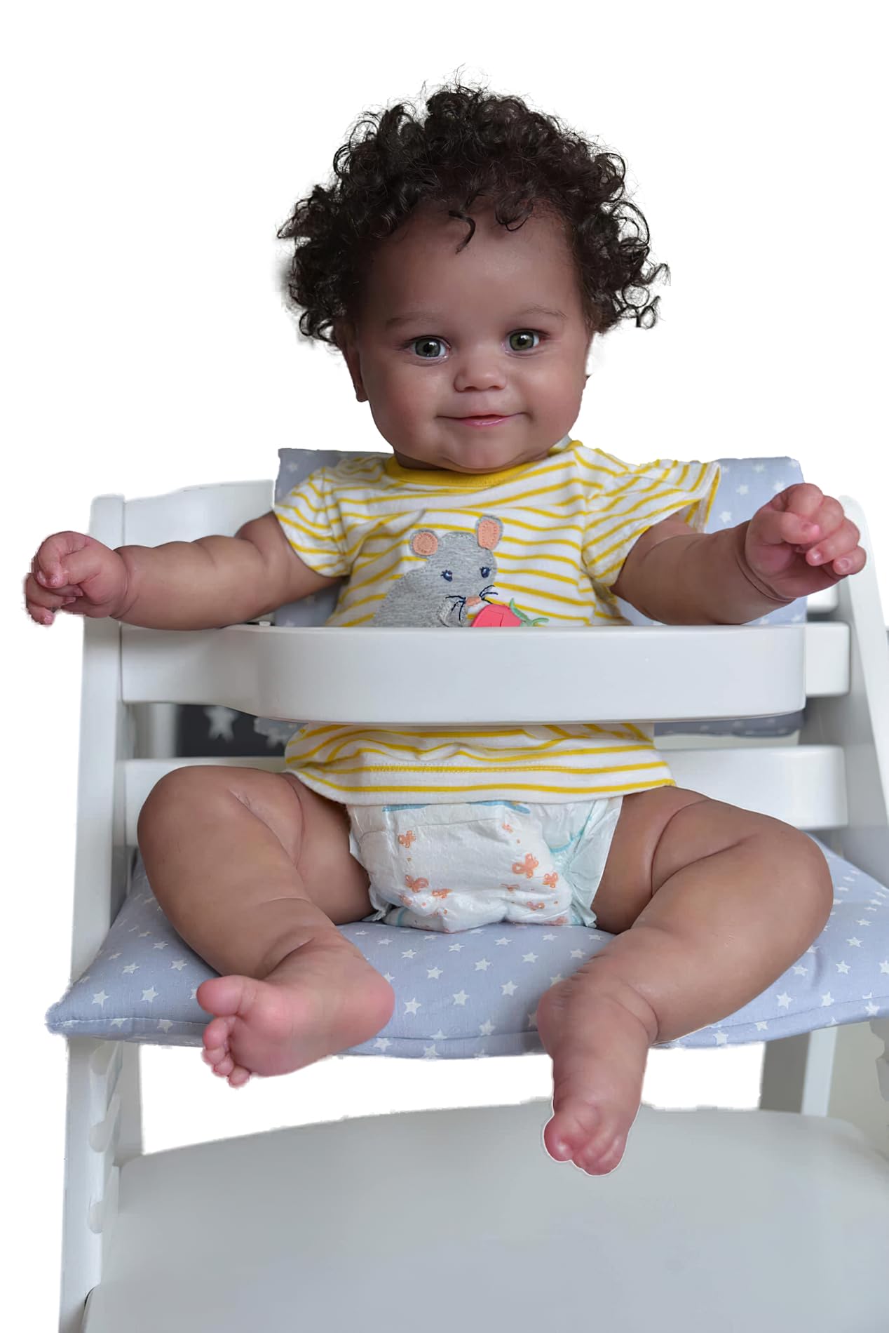 MineeQu 20 cali 50 CM African American Kręcone Włosy Noworodek Lalka Uśmiechnięta Czarna Skóra Miękkie Ciało Ważone Prezent Zestaw Reborn Pluszowe Dzieci Wyglądają Prawdziwe I Czują Prawdziwe