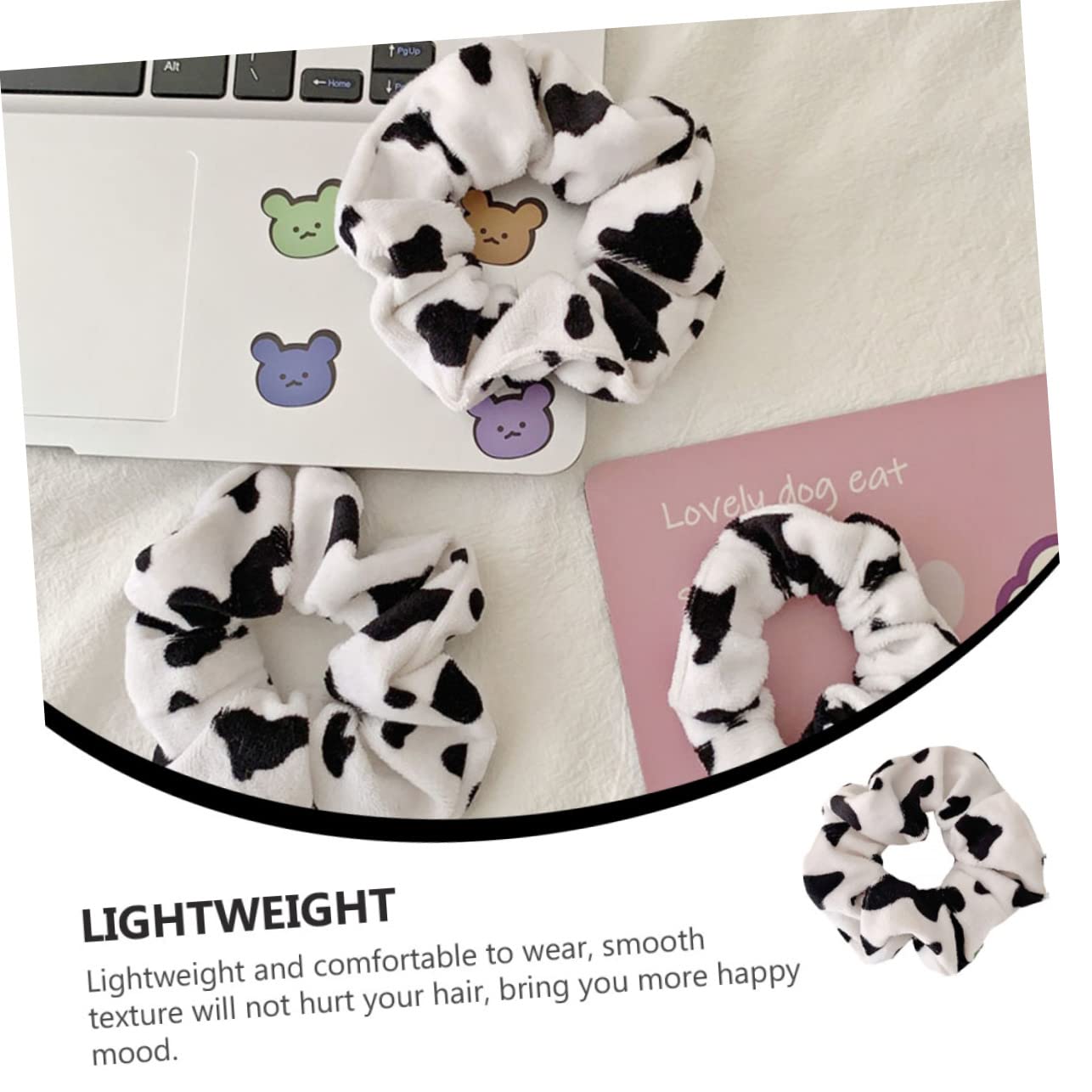 Ipetboom 10pcs Hair Ring Cow Print Scrunchie Elastic Hair Bands Scrunchy Fashion Hair Rope Patterned Scrunchies Ribbon Hair Ties Girl Scrunchies Headdress Korean Style Woman Fabric The Cow - Image 2