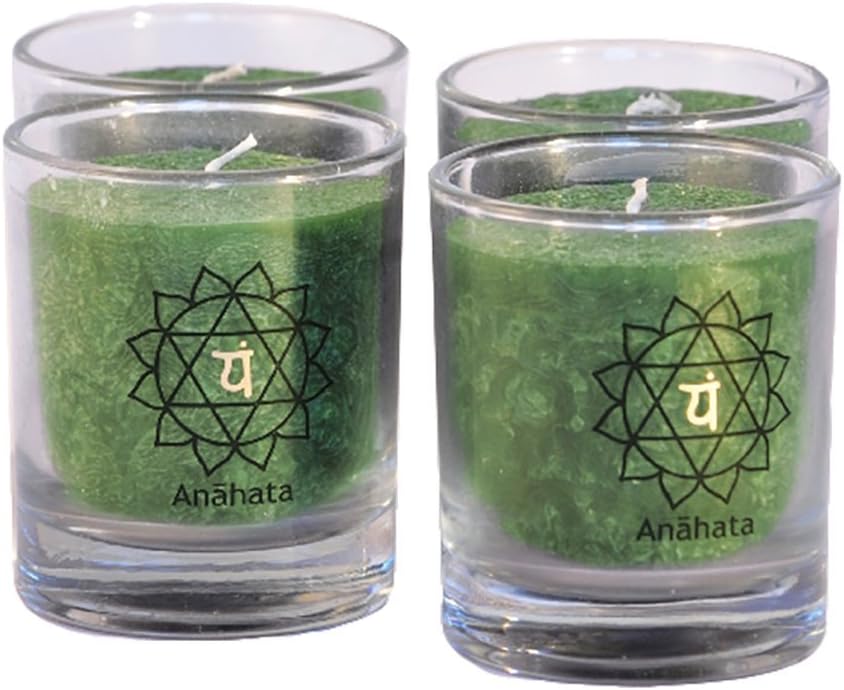 4041678004248 Chakra Candles Set of 4–Chakra Anahata, Height 6 cm, Green