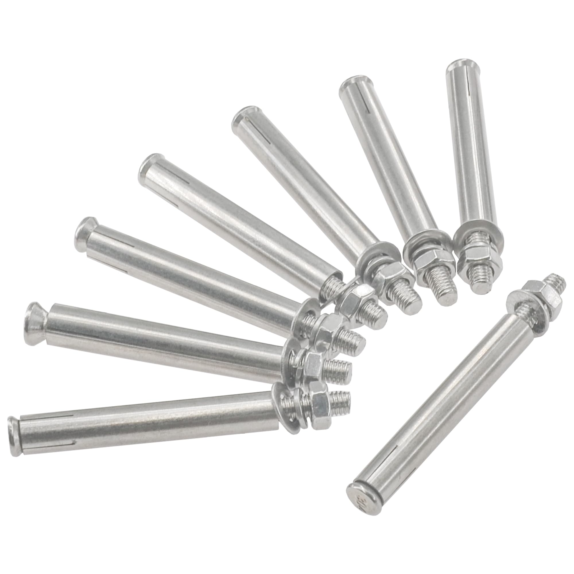 8 PCS 304 Stainless Steel Expansion Bolts - Heavy-Duty Wall and Floor Anchors for Concrete and Brick (M8 × 100mm)