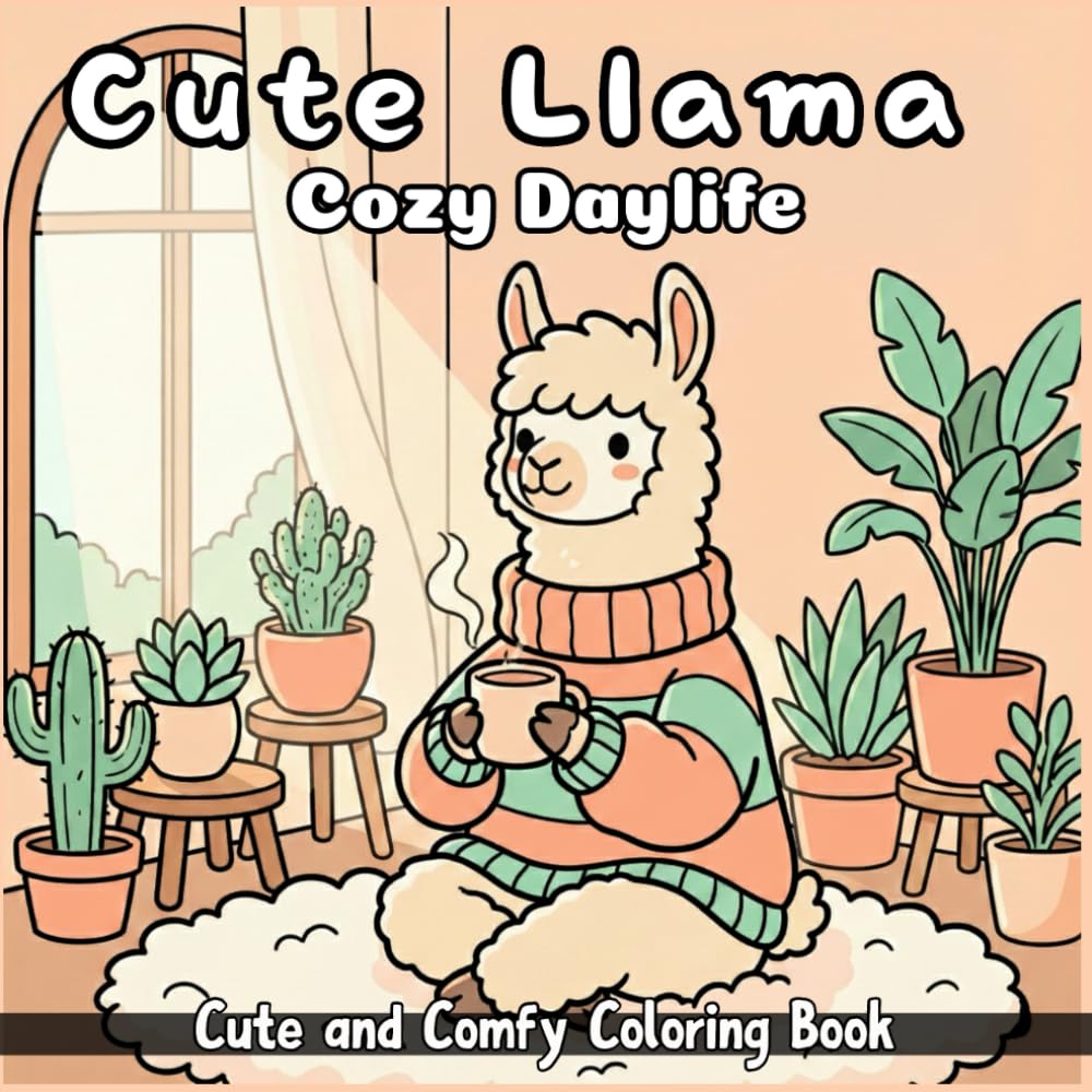Cute Llama Cozy Daylife: Coloring Book For Kids And Adults Featuring 50 Coloring Pages Of Adorable Llamas Enjoying Beach Scenes, Tropical Vacations, And Cozy Moments, Making It Easy To Color And Fun.