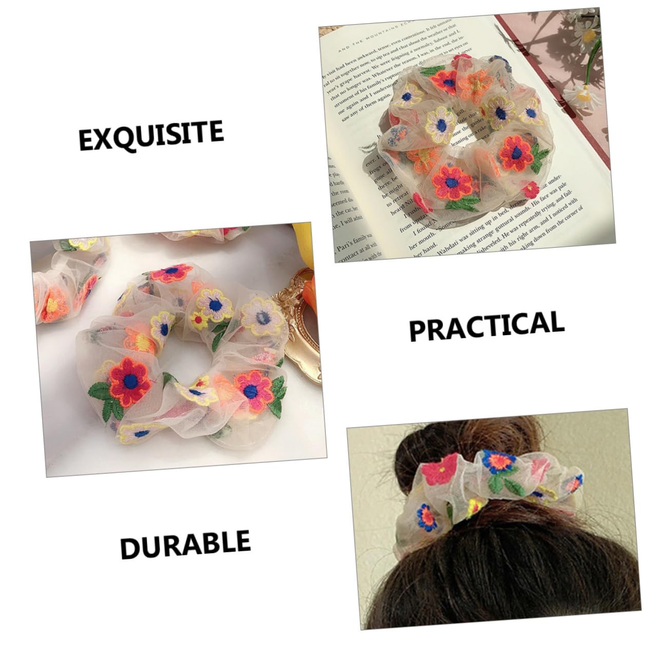 Housoutil 30piezas Coleteros De Flores Bordadas Para Peinados Accesorios De Cabello Para Mujer y Para Coletas y Peinados