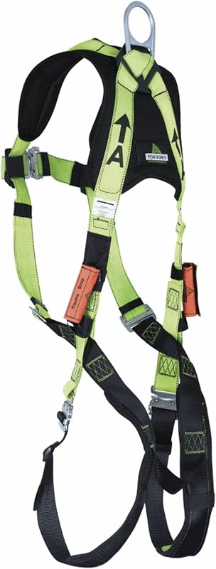 PeakWorks PeakPro Series Safety Harness - Full Body Safety Harness - CSA & ANSI Compliant Fall Protection - 310 lbs Capacity - Universal Size (Multiple Classes & Leg Buckle Types)