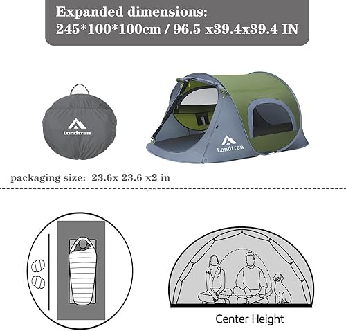 Miniatura 2 de Pop Up Tents for Camping 1 Person 2 Person Waterproof Military Popup Tent Camping Easy Up Camping Tents Instant Tent