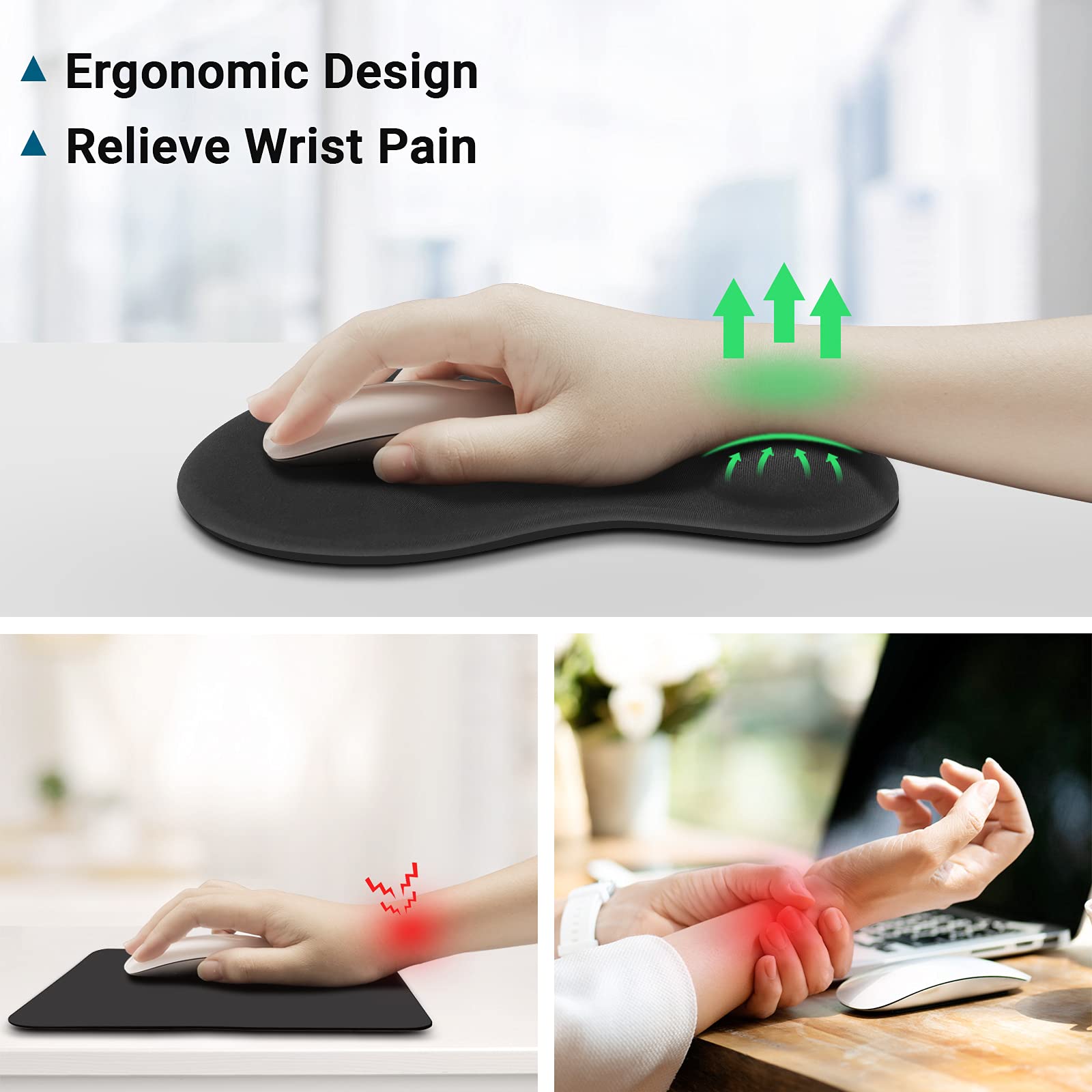 Tappetino per Mouse Ergonomico con Supporto in Gel per il Polso