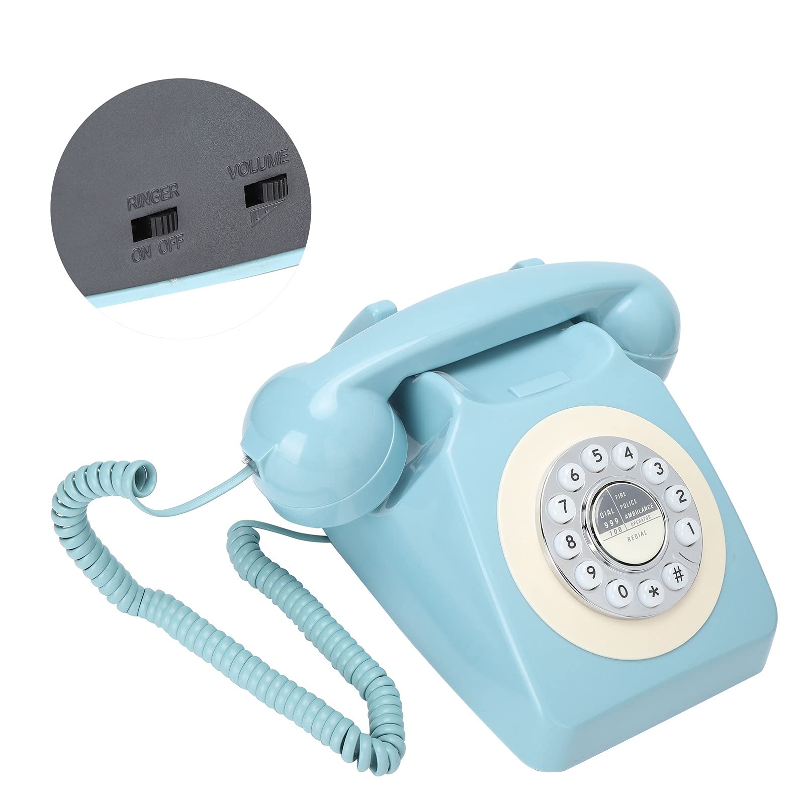 Teléfono Fijo Retro Libro de visitas de Audio CT-8019 Teléfono clásico Vintage Anillos con Cable Antiguos Teléfono de Escritorio con Doble Gong para el hogar y la Oficina