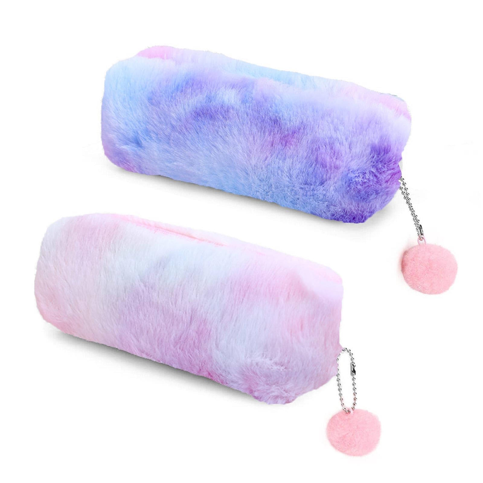 2 Plush Pencil Cases, Cute Rainbow Pencil Case, Soft Pencil Bag?Large Capacity Stationery Storage Bag