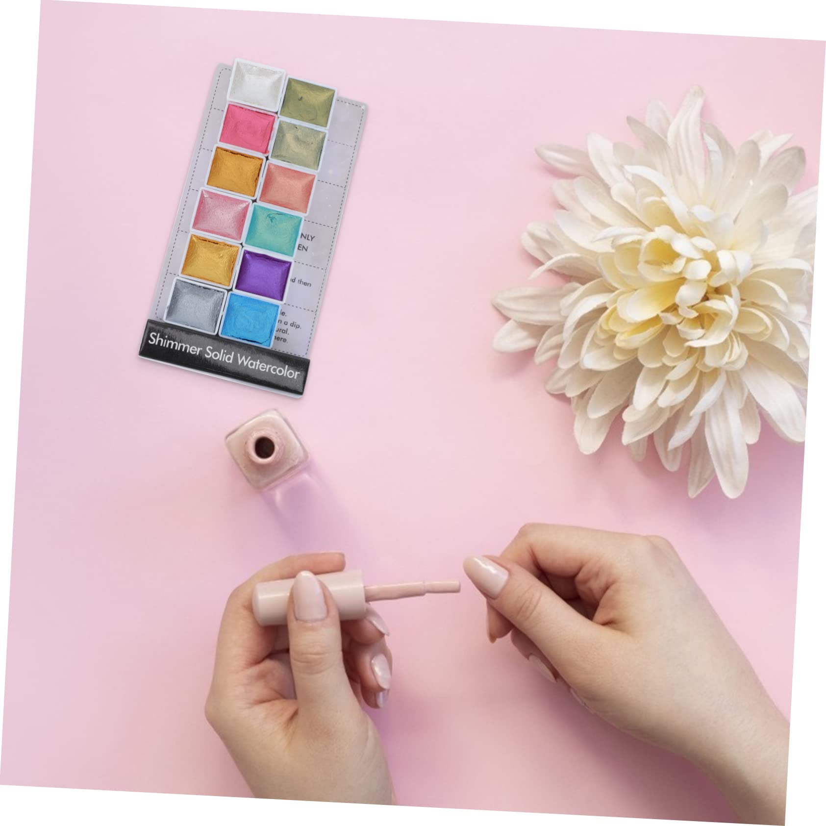 NUOBESTY 3 Scatole Pigmento solido perlescente brillantini per unghie glitter per unghie tavolozza bagnata acquerelli pittura per manicure pittura pigmento per manicure colla in