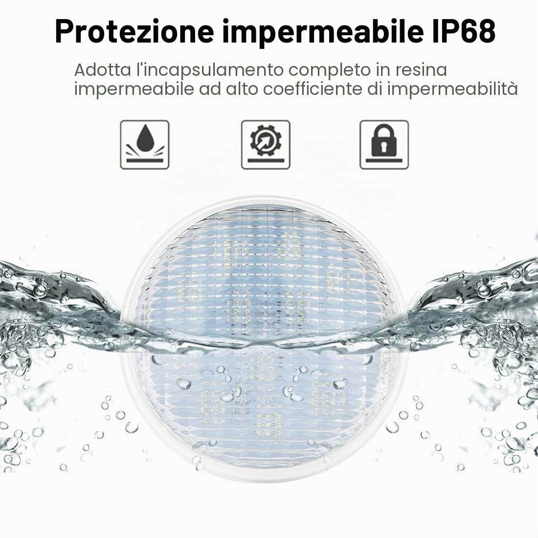 Illuminazione a LED per piscina, PAR56, IP68, impermeabile, 40 W, luce bianca calda, illuminazione subacquea, 12 V AC/DC, per paesaggio, giardino, fontana
