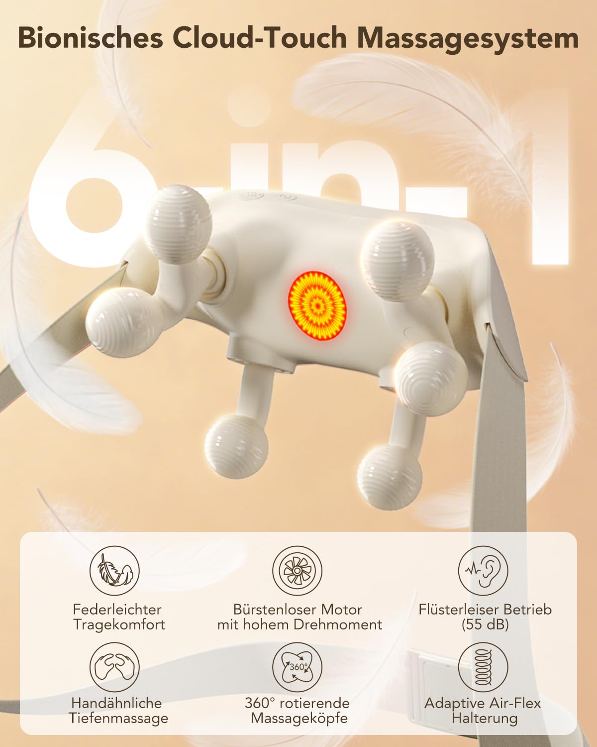 SKG® Das Original Shiatsu Nacken- und Schultermassagegerät mit Wärme, HS500 | Elektrisches Massagegerät zur Nacken Entspannung Ähnliche Handmassage Geschenk für Männer und Frauen ideal für Zuhause & Büro