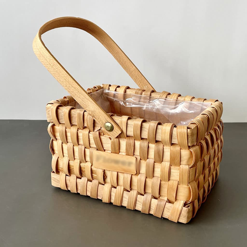 LIOONS Portapane Cesto portaoggetti in Rattan Fatto a Mano, Porta Pane in Legno Cestino per Torta Porta Pane per Frutta da Picnic Grande capacità