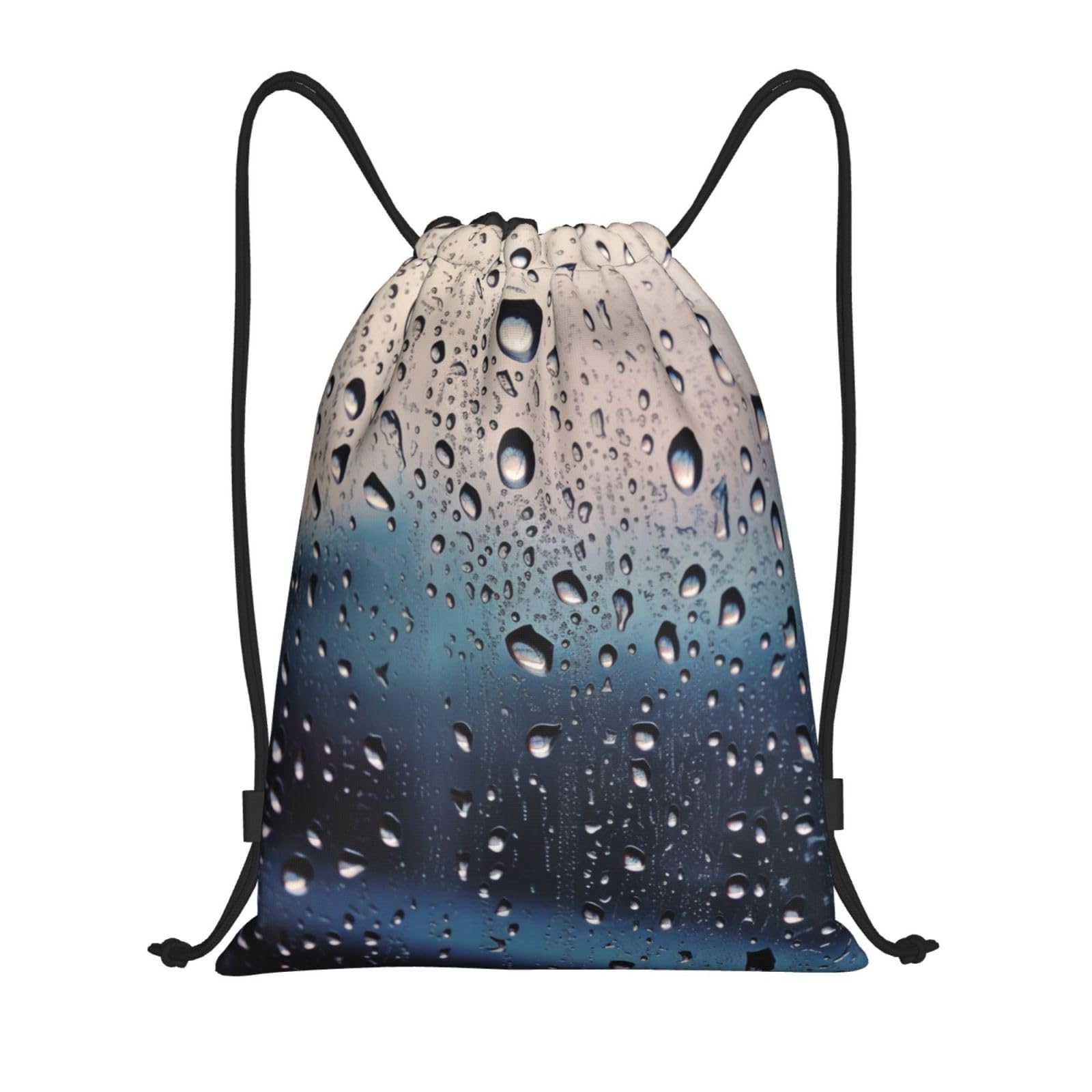 LHBWCVN Rain Drops on Glass Drawstring Backpack for Men Gym Bag String Bag Waterproof Drawstring Bag for Women Swim Bag Medium