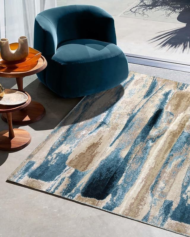 Image of Modern 3x5 Feet (90x150 CM) Silk Touch Carpet for Living Room Bedroom | Washable Anti-Skid | Multicolor Diamond Pattern | Stain-Resistant Floor Rug for Bedroom Drawing Room