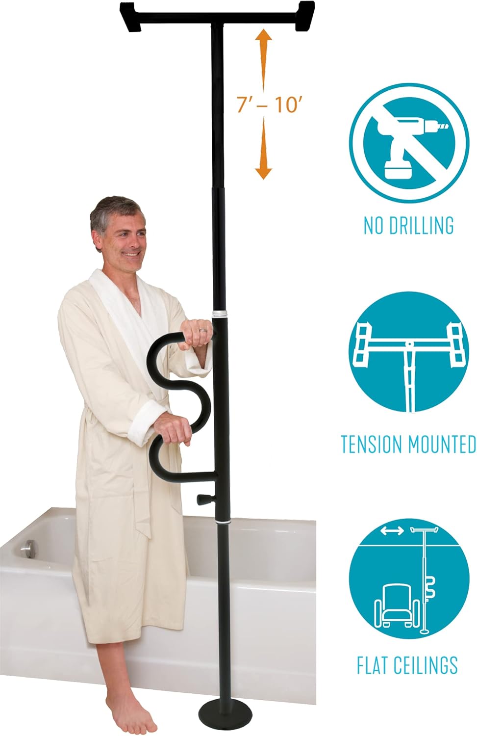 80% оƒƒ Dіѕсоunt Stander Security Pole and Curve Grab Bar, Elderly Tension Mounted Floor to Ceiling Transfer Pole, Bathroom Safety Assist and Stability Rail, Metallic Black Bеѕt Dеаl Prоduсt Stander Security Pole and Curve Grab Bar, Elderly Tension Mounted Floor to Ceiling Transfer Pole, Bathroom Safety Assist and Stability Rail, Metallic Black
