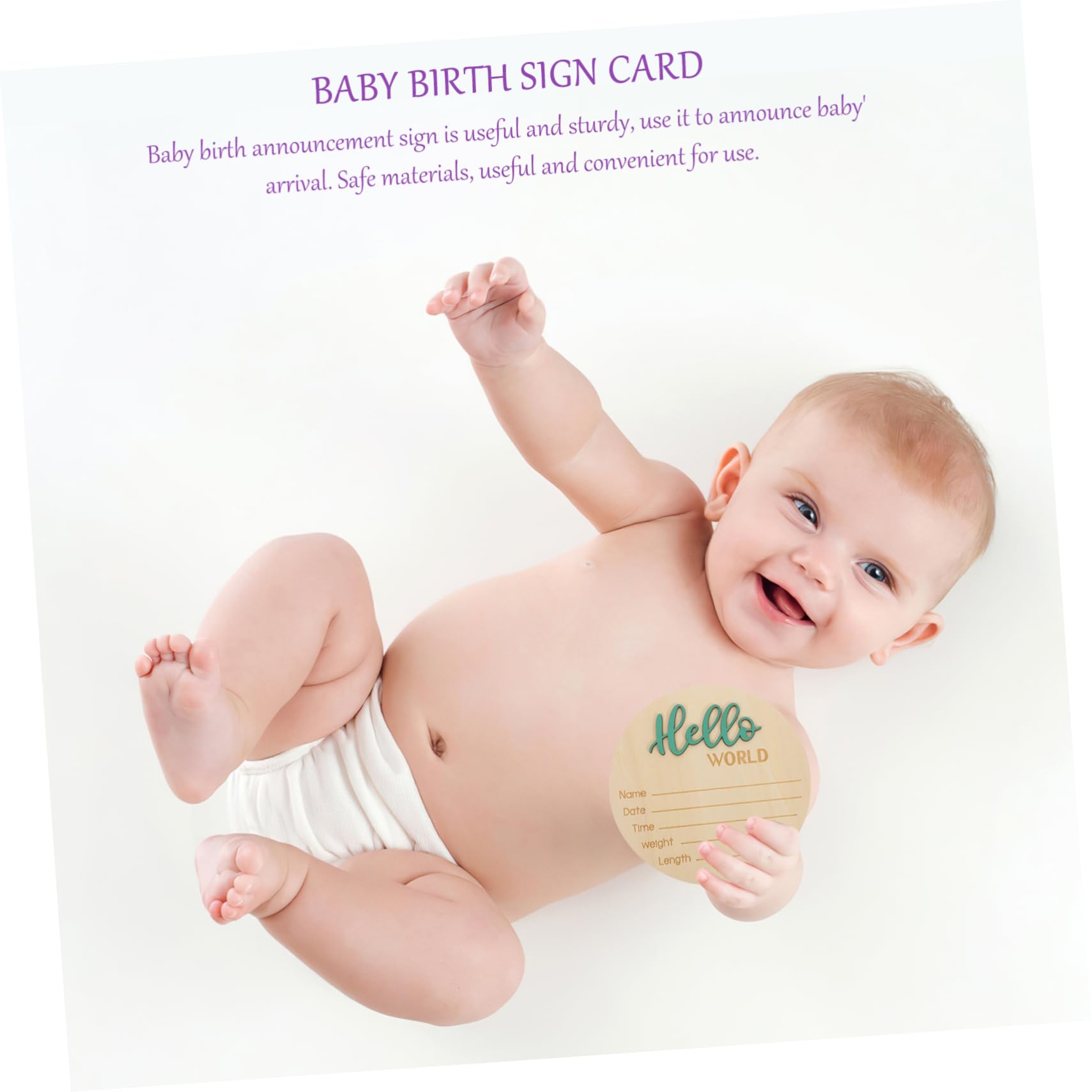 VICASKY Birth Announcement Name Sign Wooden Round Bulletin Board Baby Sign Photo Material for Baby Shower