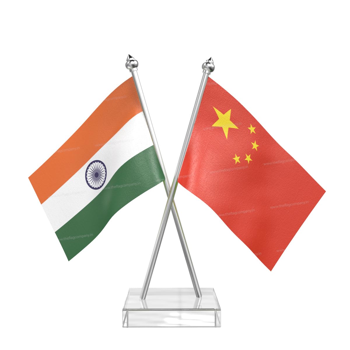 The Flag Company India & China Table Flag with Stainless Steel Pole & Transparent Acrylic Base | 4x6 Inch Flag for Desk, Office & Events-image-18